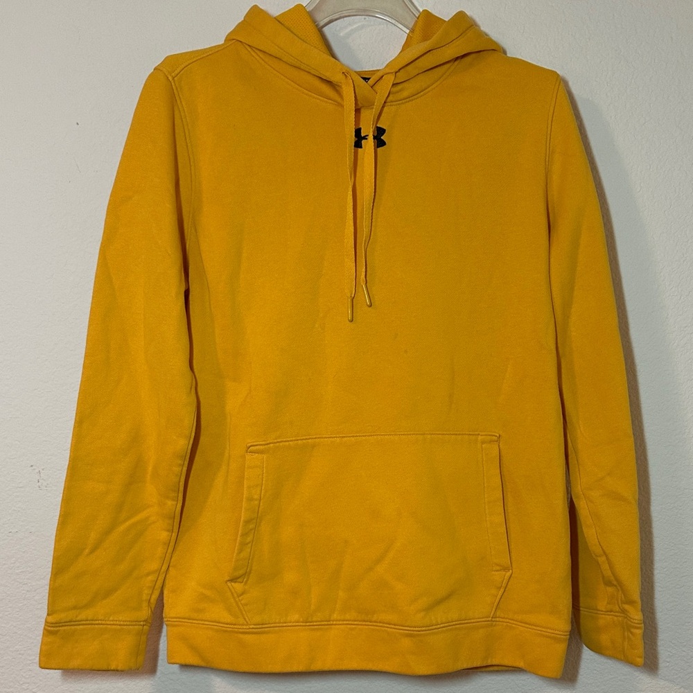 Under Armour ColdGear Yellow Pullover Hoodie – Size Small, Loose Fit
